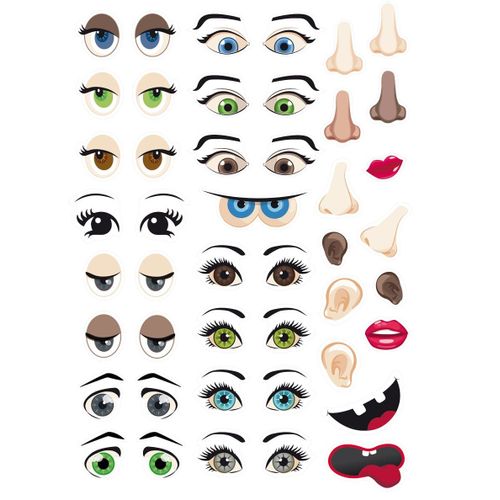 Gommettes Visage 148x210mm 124 Autocollants - Graine Crative