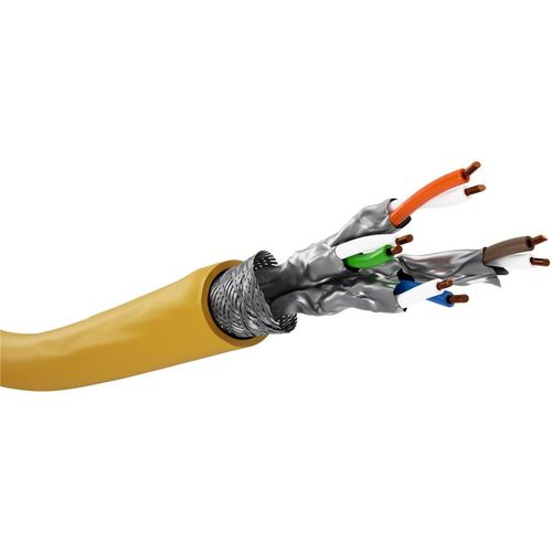 Goobay CAT 8.1 Cble de Pose Certifi de GHMT, S/FTP (PiMF) 50m Jaune CU LSZH