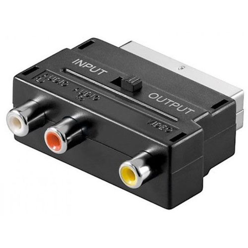 Goobay Scart 21pin St - 3x Cinch Buchse | Mit Input / Output Umschalt