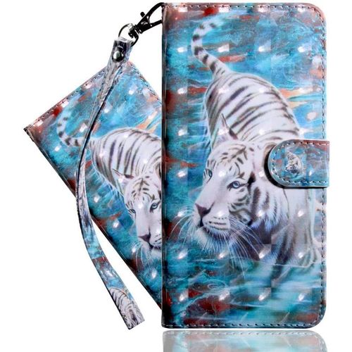 Google Pixel 3a tui Pu Cuir 3d Dsign Magntique Clasp Antichoc Durable Bookstyle Porte Carte Stand tui  Rabat Coque Pour Google Pixel 3a White Tiger Bx