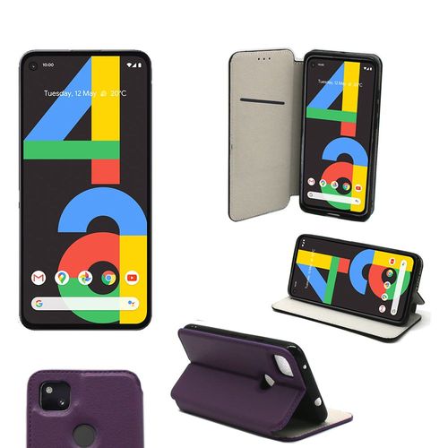 Google Pixel 4a 4g Etui Protection Portefeuille Violet  Rabat Avec Porte Cartes - Housse Google Pixel 4a 4g 2020 Folio Violette Coque Silicone Antichoc Smartphone 2020 - Accessoires Pochette Case