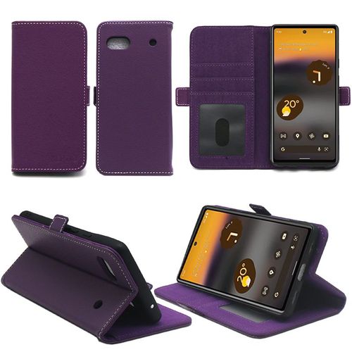 Google Pixel 6a 5g Etui Protection Portefeuille Violet  Rabat Avec Porte Cartes - Housse Google Pixel 6a 5g Folio Violette Coque Silicone Antichoc Smartphone 2022 - Accessoires Pochette Case