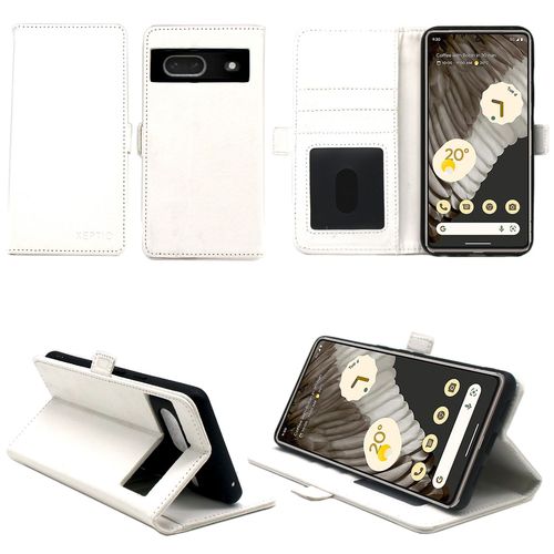 Google Pixel 7 5g Etui Protection Portefeuille Blanc  Rabat Avec Porte Cartes - Housse Google Pixel 7 5g Folio Blanche Coque Silicone Antichoc Smartphone 2022 - Accessoires Pochette Case