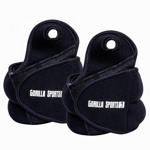 Gorilla Sports - Bracelets Lests Premium Pour Poignets Et Chevilles ? 4 Variantes : 2 X 0,5 Kg (1 Kg) ? 2 X 1 Kg (2 Kg) ? 2 X 1,5 Kg (3 Kg) - 2 X 2kg (4 Kg) ? Coloris Noir - Poids : 2 Kg (2 X 1 Kg)