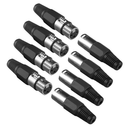 GOTHICANA BY EMP4Pack Cabl Dmx Connectique Xlr 3 Broche Prise Xlr  Souder, Fiches Xlr Audio Connector 3 Pin Adaptateur Embase Pour Cordon Xlr Male Femelle, Microphon Cannon Xlr Prise Dmx Cables Nc3F