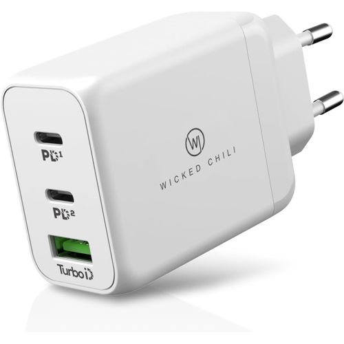 Gothicana By Emp65w Gan Ii Chargeur Usb-C Compatible Avec Macbook Pro, Air, Ipad, Iphone 14, 13, 12, 11, Apple Watch Ultra - Qc 4.0 Power Delivery Pps - Fast Charger (2x Type-C Pd / 1x Usb-A)