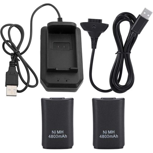 Gothicana By Empbatterie Pour Manette Xbox 360, Batterie Rechargeable 4800mah Batterie De Remplacement Et Kit De Charge Avec Cble Usb Pour Tlcommande Xbox 360 Noir