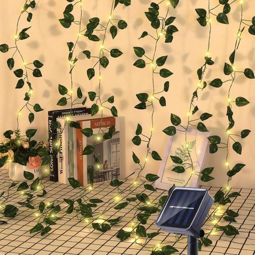 Gothicana By Empguirlande Lumineuse Solaire Extrieure, Lierre Artificiel Guirlande Lumineuse Solaire 10m 100 Leds, Guirlande Guinguette tanche 8 Modes Lumiere Dcoration, Pour Jardin, Terrasse, Bal