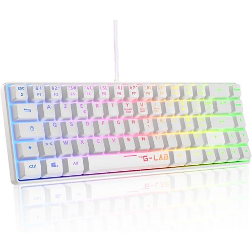 GOTHICANA BY EMPKeyz Hydrogen, Clavier Gamer 60%, Clavier Semi-Mcanique Filaire Azerty, Rtroclairage Multicolore- Mini Clavier Gamer Silencieux, Format Compact Tkl - Pc/Ps5 (Blanc)