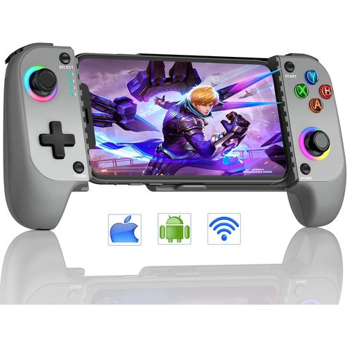 Gothicana By Empmanette De Jeu Mobile Pour Iphone Et Android, Manette De Jeu Sans Fil Pour Xbox/Steam/Geforce Now/Mfi Apple Arcade/Roblox, Avec Joystick  Effet Hall/Rgb-Gris
