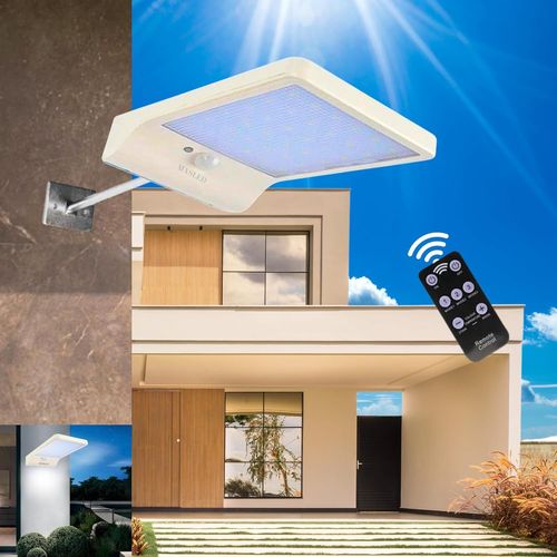 Gothicana By Empmasled Lampe Solaire Exterieur Dtecteur De Mouvement Avec Tlcommande I 3 Modes Intelligents, 6 Modes D'clairage, 3 Niveaux De Luminosit, Montage Mural Et Sur Poteau (Blanc)