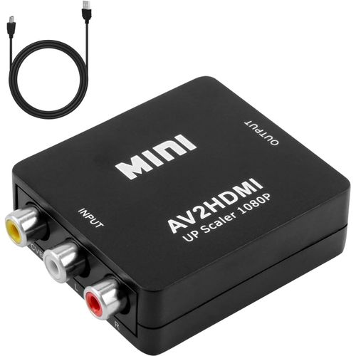GOTHICANA BY EMPMini Adaptateur Rca Vers Hdmi, Adaptateur Wii Hdmi Convertisseur Av Composite Cvbs Vers Hdmi 1080P/720P, Compatible Avec Camra, Xbox, Ps1/Ps2, Wii, N64, Gamecube, Vhs, Lecteur Dvd, T