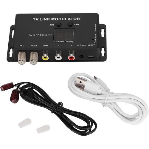 GOTHICANA BY EMPModulateur Uhf, Modulateur Uhf Tv Link Extension Ir Convertisseur Av Vers Rf Affichage Du Canal Avec Cble De Charge Usb Niveau De Sortie Audio Vido Rglable Pour Source Av