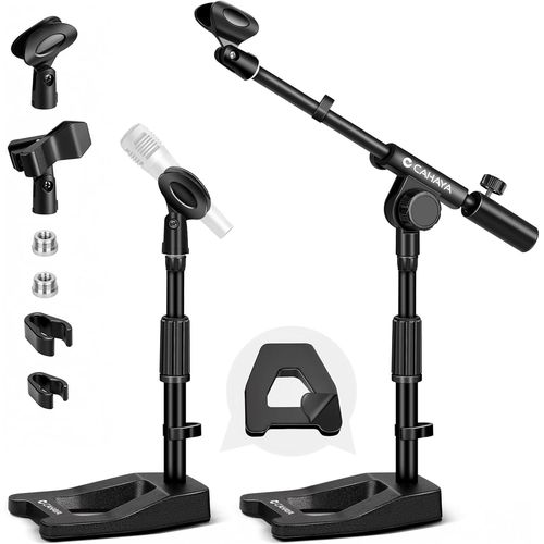 GOTHICANA BY EMPPied De Microphone De Bureau 2 En 1 Avec Deux Clips Deux Cache-Cble Base Stable En Fer 1058G Hauteur Rglable  180 Runions Discours En Direct Diffusion Karaok Enregistrement Cy03