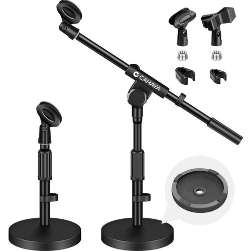 GOTHICANA BY EMPPied De Microphone De Bureau 2 En 1 Avec Deux Clips Deux Cache-Cble Base Stable En Fer 1058G Hauteur Rglable  180 Runions Discours En Direct Diffusion Karaok Enregistrement Cy03