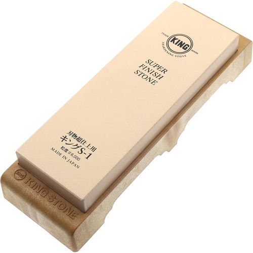 Gothicana By Emppierre  Aiguiser Japonaise King Super Finish Stone S-1 Grain #6000 Avec Support Inamovible Aiguisage Couteau Cuisine Rendu Tranchant Rasoir Et Poli Miroir