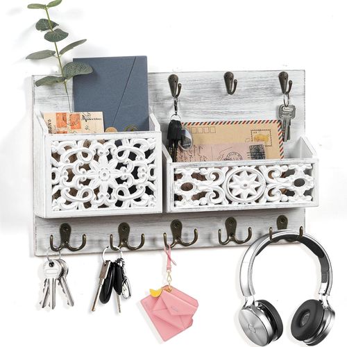 Gothicana By Empporte-Cls Rtro Blanc Avec 2 Porte-Lettres Et 13 Crochets  Cls, Porte-Documents Europen, tagre  Cls, Porte-Journaux, Armoire  Cls Pour Entre, Couloir, Bureau