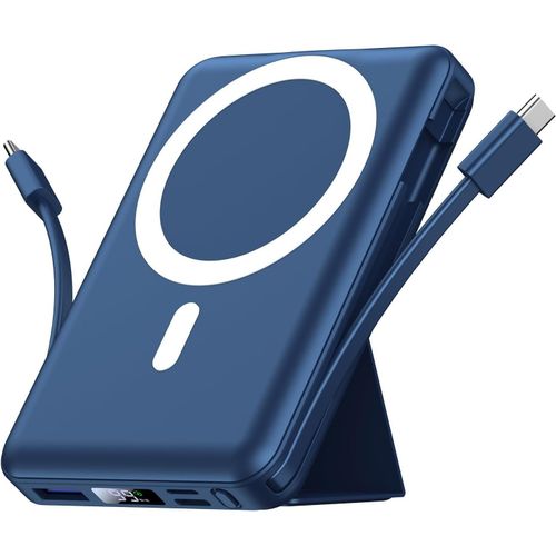 Gothicana By Emppower Bank 10 000 Mah Banque D'alimentation Magntique 22,5 W Pd Charge Rapide Avec Usb-C, Cble D'clairage Et Led, Batterie Sans Fil Avec Support Pour Iphone 15/14/13/12/Pro/Max (Bl