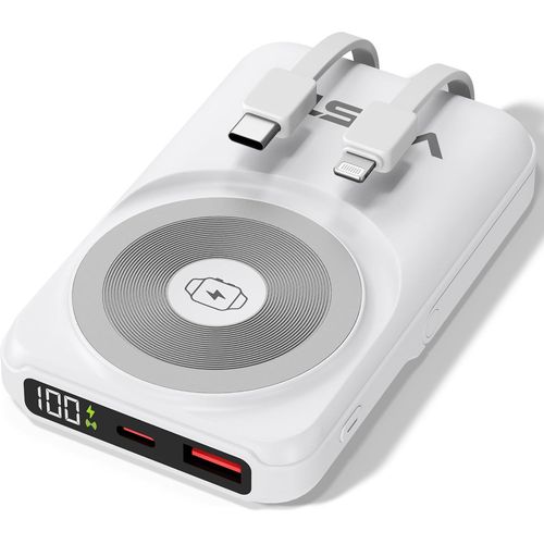 Gothicana By Emppowerbank Usb-C [10.000mah]  Batterie Externe Magntique  Induction Avec Cble - Chargeur Sans Fil 20w, Chargeur Montre 2,5w, Charge Rapide Qc 22,5w Et Pd 20w, Entre Type-C Intgr