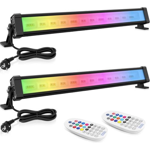 Gothicana By Empprojecteur Rgb Exterieur 42w, 2pcs Barre Led Rgb Avec Tlcommande, tanche Ip66, Bricolage 10 Couleur 12 Mode 6 Luminosit 6 Rythme, Projecteur Led Couleur Dcorative Pour Nol Bar H