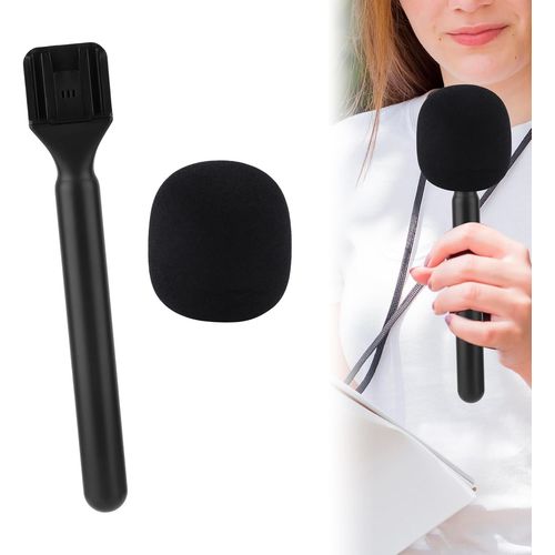 GOTHICANA BY EMPSupport Microphone, Adaptateur De Microphone D'Interview Sans Fil Pied De Micro Portable Support Avec Couvercle De Micro Pare-Brise Pour Dji/Rode/Hollyland Lark/Movo