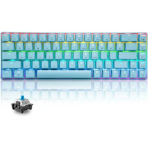Gothicana By Empt8 Rgb 60% Clavier Mcanique, Clavier De Jeu Filaire Layout Compacte 65%, 18 Led Rvb Chroma Rtroclaires, Qwerty Mini 68 Touches Full Key Anti-Ghosting Pour Ps4, Xbox, Pc, Mac - Blu