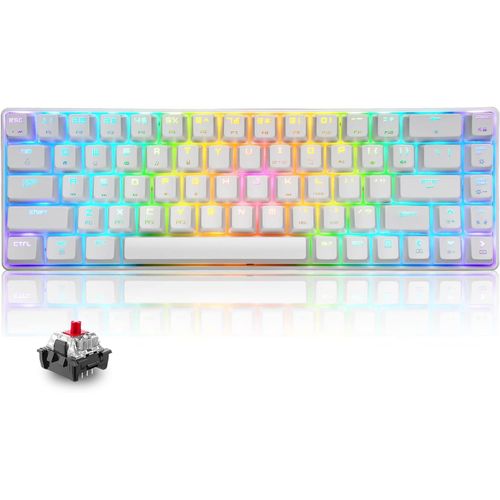 Gothicana By Empt8 Rgb 60% Clavier Mcanique, Clavier De Jeu Filaire Layout Compacte 65%, 18 Led Rvb Chroma Rtroclaires, Qwerty Mini 68 Touches Full Key Anti-Ghosting Pour Ps4, Xbox, Pc, Mac - Red