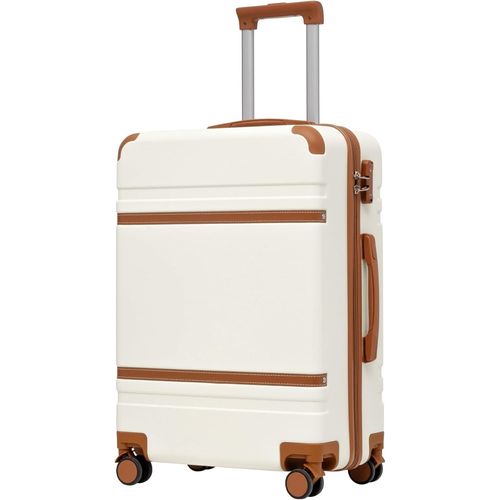 Gothicana By Empvalise  Roulettes Rigide En Matriau Abs Avec Serrure Tsa Poigne Tlescopique Et 4 Roulettes Jumeles, Blanc/Marron, Mittelgroer Koffer, Valise Rigide  Roulettes Avec Serrure Tsa