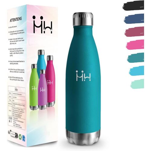 Gourde, 500 Ml Sans Bpa, Gourde Isotherme, 18/8 Acier Inoxydable, Bouteille Isotherme, Isolation Sous Vide  Double Paroi, Gourde Acier Inoxydable Pour cole, Randonne - Vert Mousse Bouteille D'eau