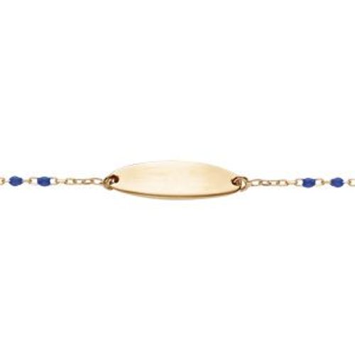Gourmette Bebe Rsine Plaque Ovale Multicolore Dgrad Bleu Vert Argent Et Dorure Jaune 13+2cm