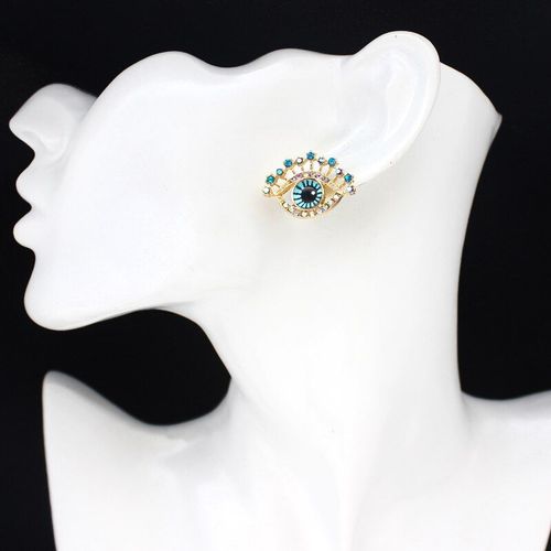 Grand Bleu Mauvais Yeux Incrust De Strass Bleu Boucles D'oreilles Femmes Bijoux Boucle D'oreille Pour Femmes Filles Mode Mtal Boucles D'oreilles