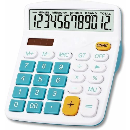 Grand Calculatrice, 12 Chiffres Lcd cran Batterie Solaire Doub Alimentation Calculatrice Financire Ddie Calculatrice De Bureau Multifonction  Fonction Standard