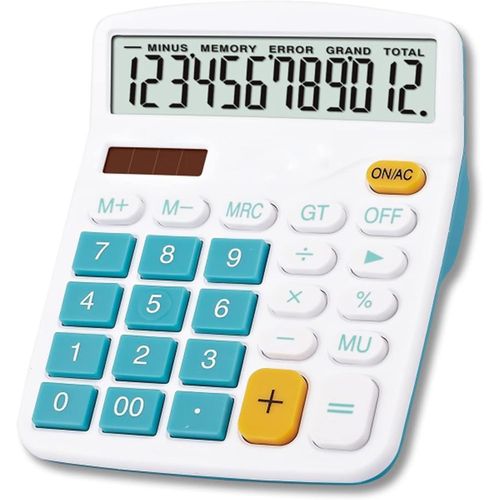 Grand Calculatrice, 12 Chiffres Lcd cran Batterie Solaire Double Alimentation Calculatrice Financire Ddie Calculatrice De Bureau Multifonction  Fonction Standard