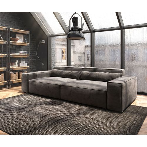 Grand-Canap Sirpio Xl Microfibre Marron Kaki 270x125 Cm Couture Passepoile