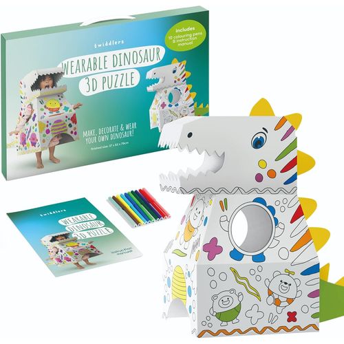 Grand Dinosaure En Carton  Assembler &  Colorier, Xxl 79x82cm - Puzzle 3d Bricolage Avec 10 Feutres