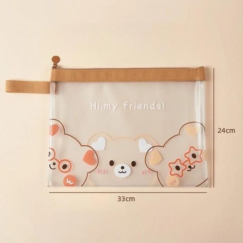 Grand tui  Crayons Ours Kawaii Avec Fermeture clair,A4,A5,Documents,Billets,Porte-Fichier,Coren,Dessin Mignon,De Rangement - Type A-A4