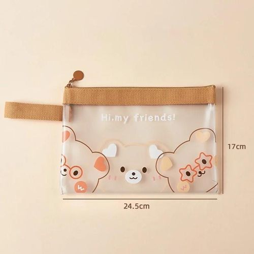 Grand tui  Crayons Ours Kawaii Avec Fermeture clair,A4,A5,Documents,Billets,Porte-Fichier,Coren,Dessin Mignon,De Rangement - Type A-A5