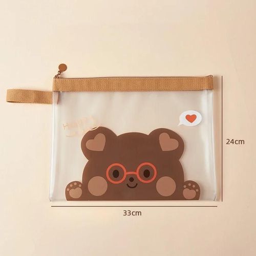 Grand tui  Crayons Ours Kawaii Avec Fermeture clair,A4,A5,Documents,Billets,Porte-Fichier,Coren,Dessin Mignon,De Rangement - Type B-A4