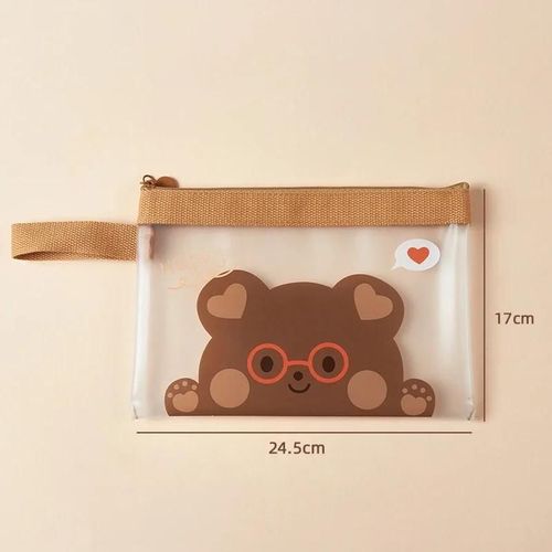 Grand tui  Crayons Ours Kawaii Avec Fermeture clair,A4,A5,Documents,Billets,Porte-Fichier,Coren,Dessin Mignon,De Rangement - Type B-A5