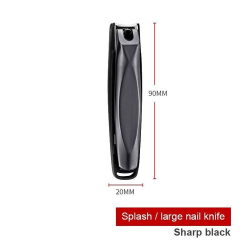 Grand Noir - Ensemble De Coupe-Ongles Anti-claboussures En Acier Inoxydable, Double Arc, Outil De Manucure, Simple, Cratif, Diagonale, Tslm1
