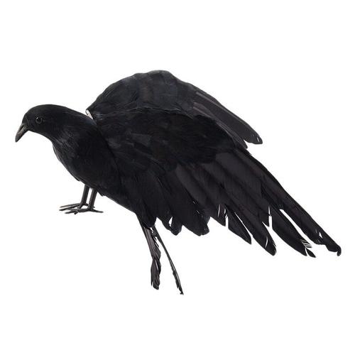Grand Oiseau De Corbeau En Plumes Pour Halloween, 25x40cm, Ailes tales, Noir, Modle De Jouet, Accessoire De Performance