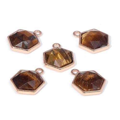 Grand Pendentif Hexagonal Multicolore En Pierre Naturelle Pour Femmes, Amthystes, Calcdoine, Breloque, Colliers Artisanaux Faits  La Main, Fabrication De Bijoux