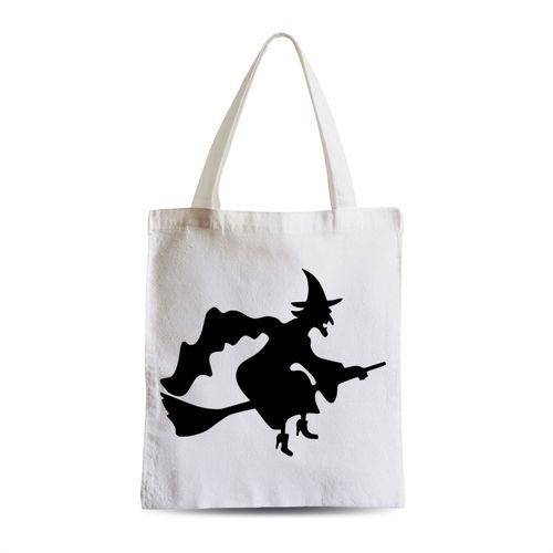 Grand Sac Shopping Plage Etudiant Halloween Sorciere Balai Nez Crochu Magique