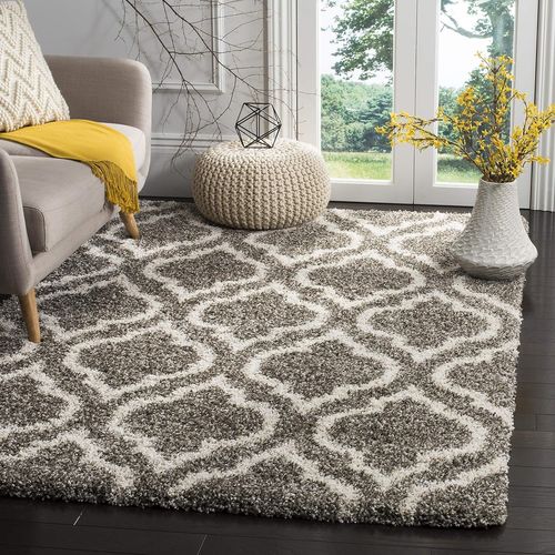 Grand Tapis De Salon Rectangulaire Pour Une Utilisen Intrieur, Polypropylne, Gris/Ivoire, 160 X 230 Cm