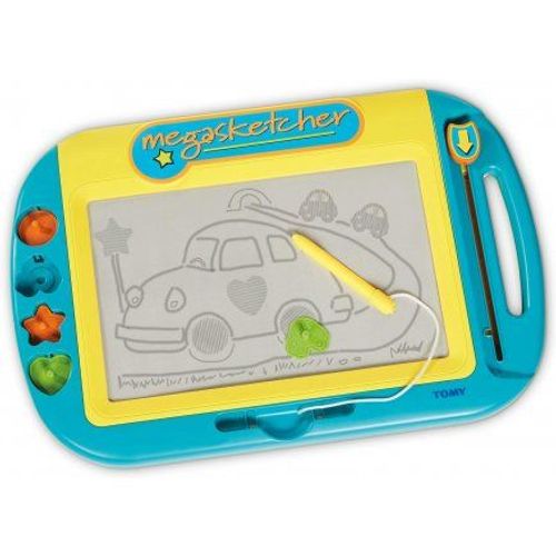 Grande Ardoise Magique Pour Mega Sketcher Classic Jaune + 4 Tampons Magnetiques + Stylet - Set Tableau Tablette Dessin Effacable + 1 Carte Offerte
