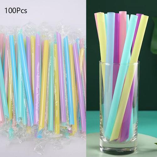 Grandes Pailles Mlanges De Couleurs Pour Boisson, 100 Pices, Accessoires De Bar En Plastique, Pour Perle Bubble, Lait, Th, Smoothie, Fte