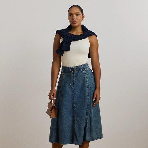 Grandes Tailles - Jupe Mi-Longue Cordon Serrage En Denim