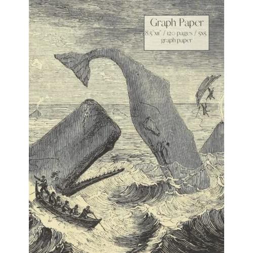 Graph Paper Notebook With Vintage Whale Illustrated Cover: 5x5 Grid Paper For Math, Science, Physics, Etc. (120 Pages, 8.5 X 11)   de Grey, Avery  Format Broch 