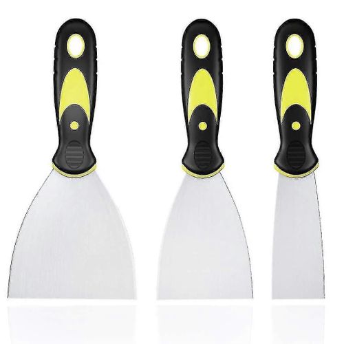 Grattoir  Papier Peint, 3 Pcs En Acier Inoxydable Couteaux  Mastic Outils De Raclage Avec Poigne En Plastique (1, 2, 3 Pouces)
