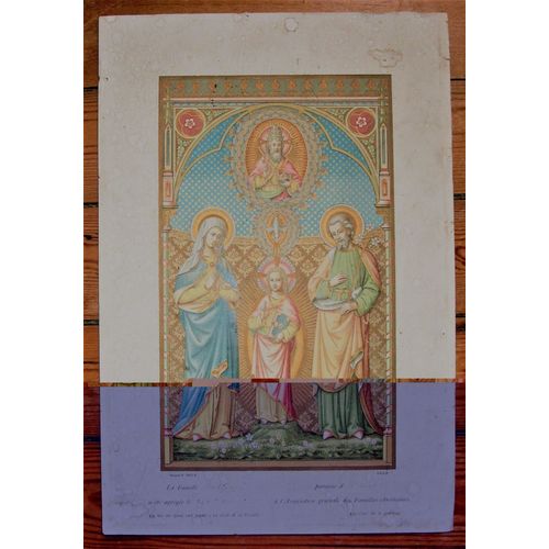 Gravure 1916 Association Familles Chrtiennes Chromolithographie Religion